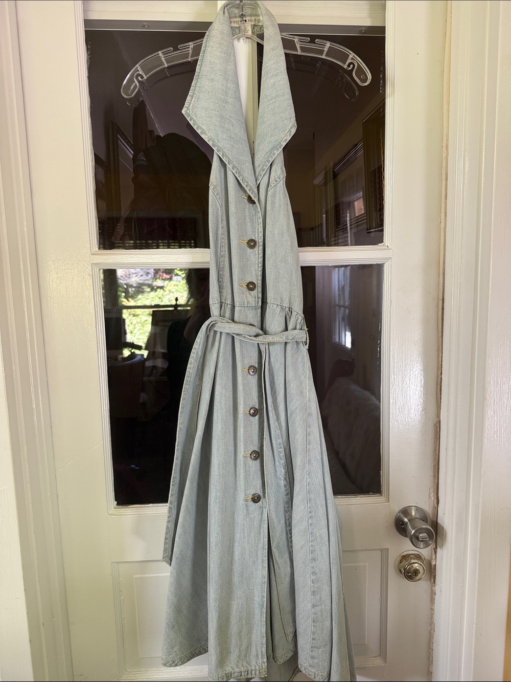 Tommy Hilfiger Light Blue Sleeveless Maxi Denim Dress with Belt